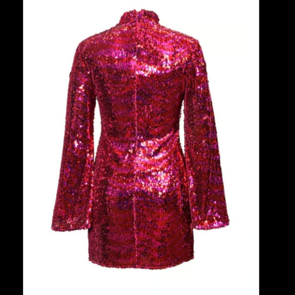 Hutch Fuchsia Sequin Long Sleeve Dress - Picture 5 of 5